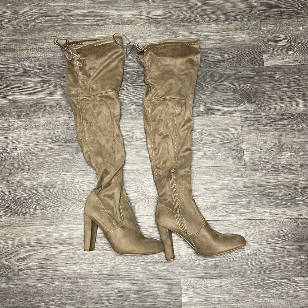 Over the knee thigh high boots tan